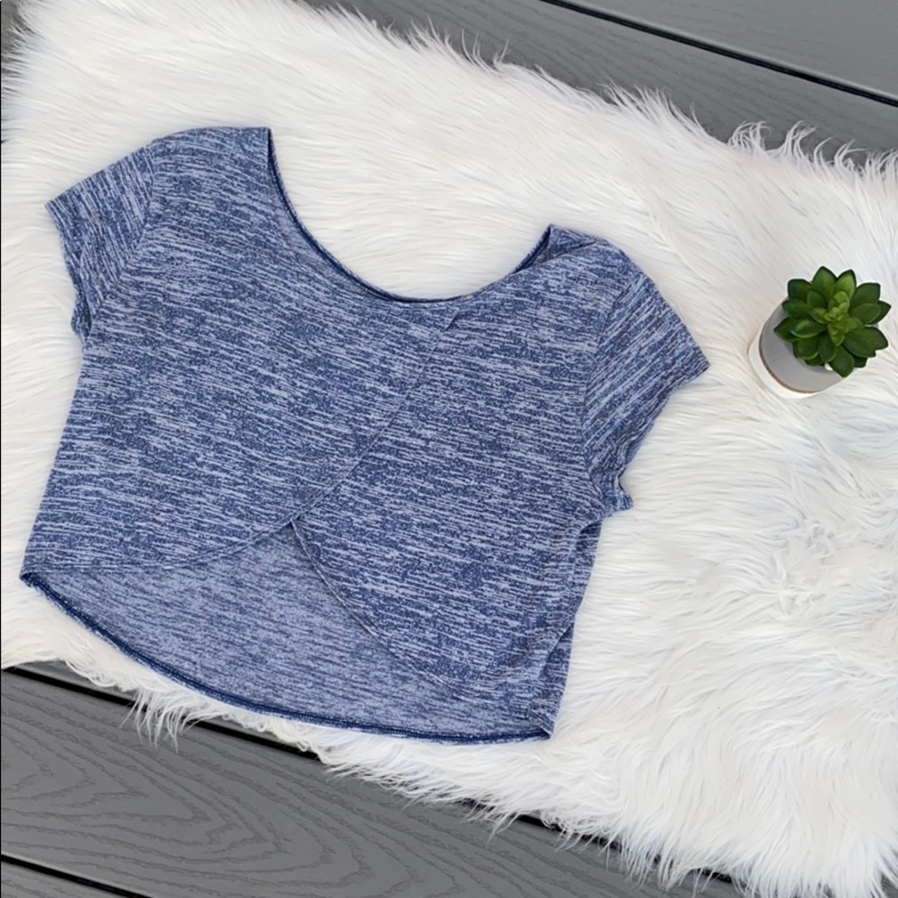 Hollister blue cropped wrap top